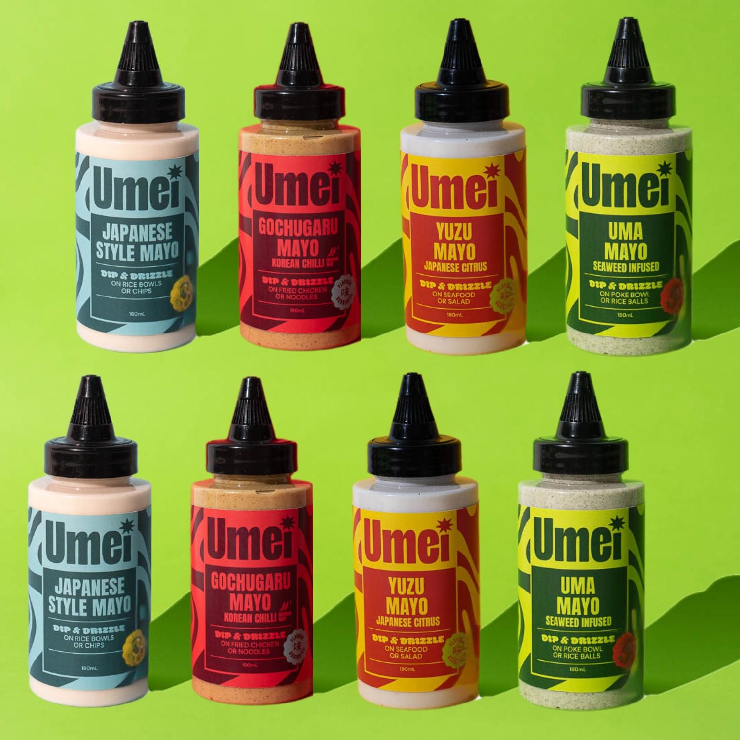 8 bottles of Umei Mayo one of each flavour