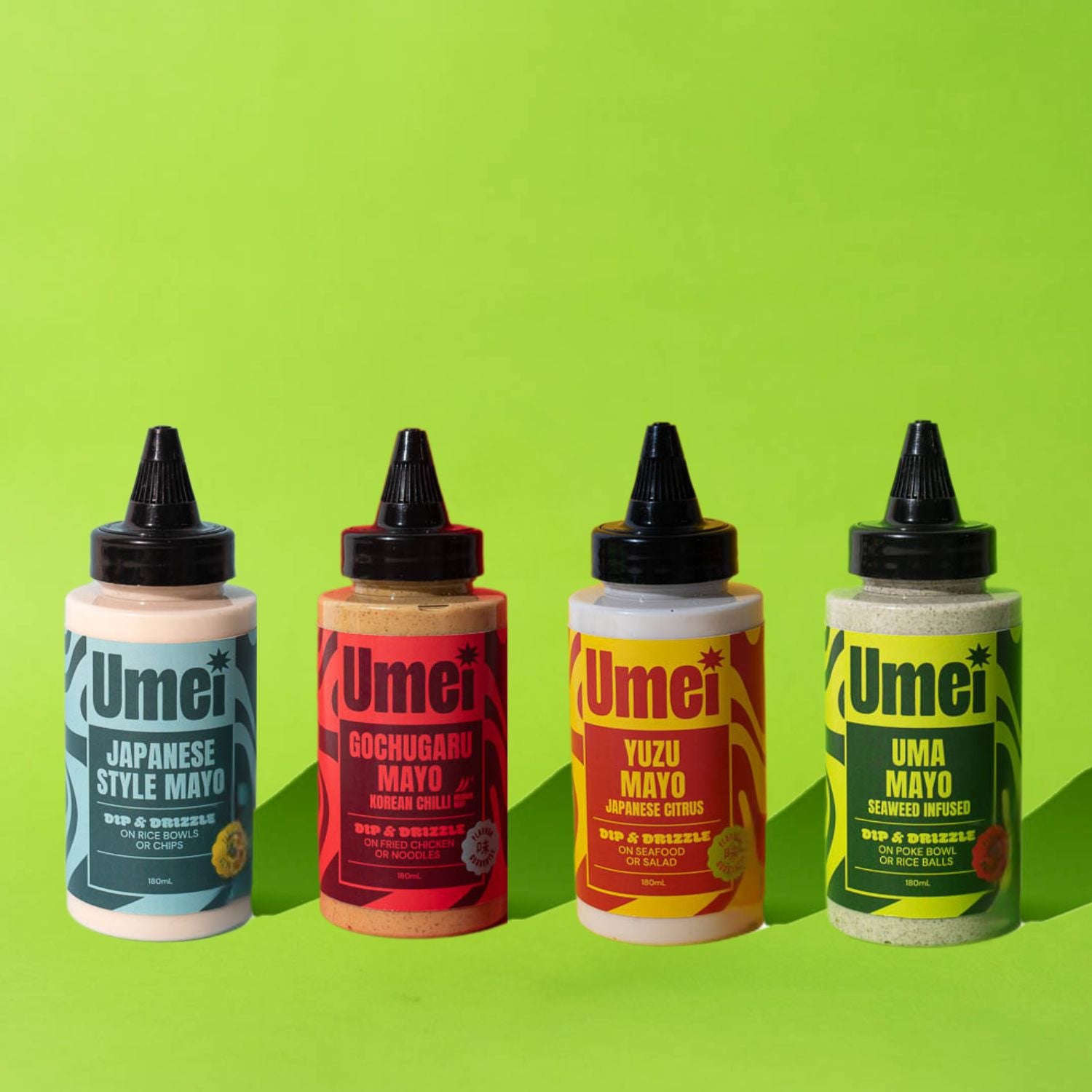 Four Umei mayo of different flavours