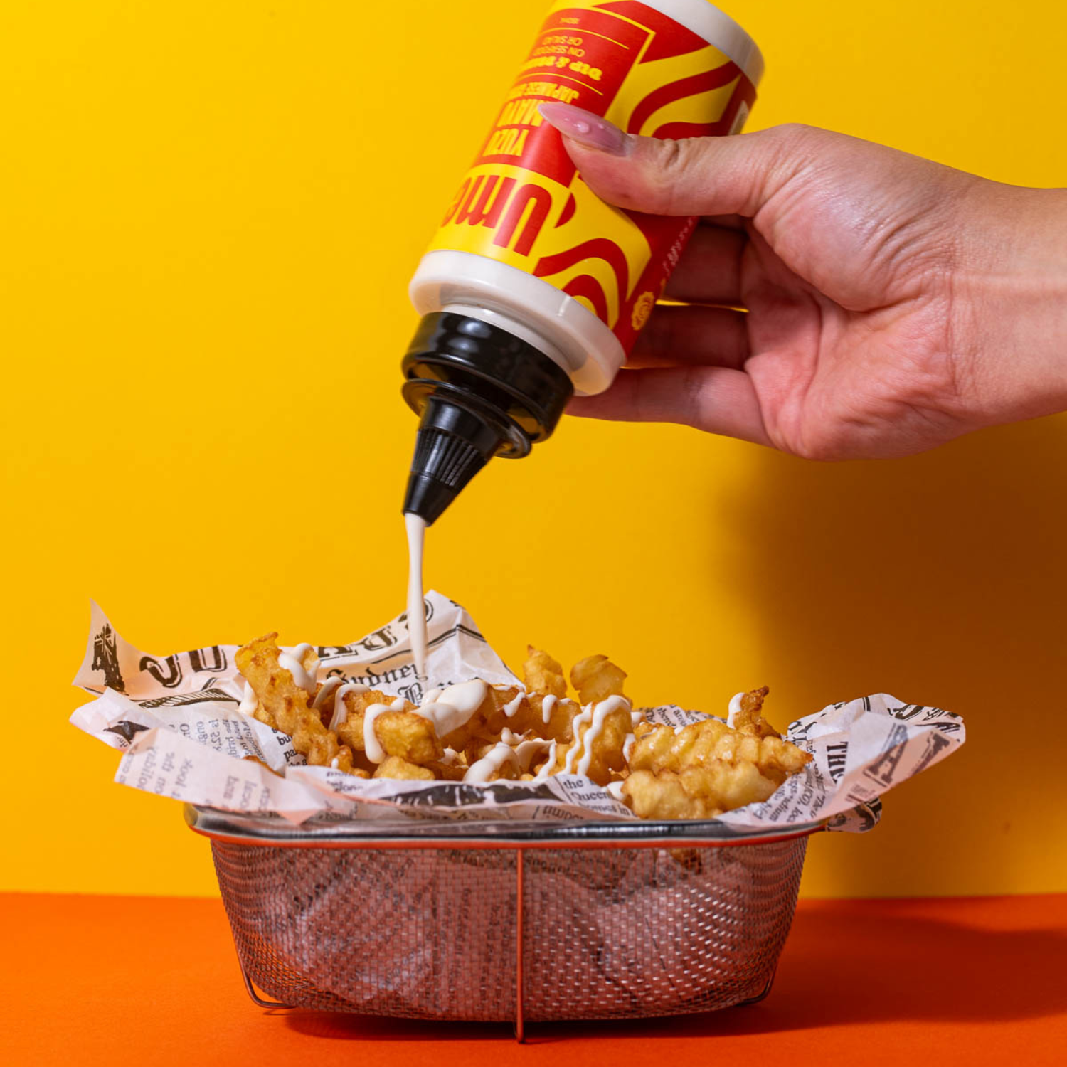 Umei Yuzu Mayo drizzle on chipos basket