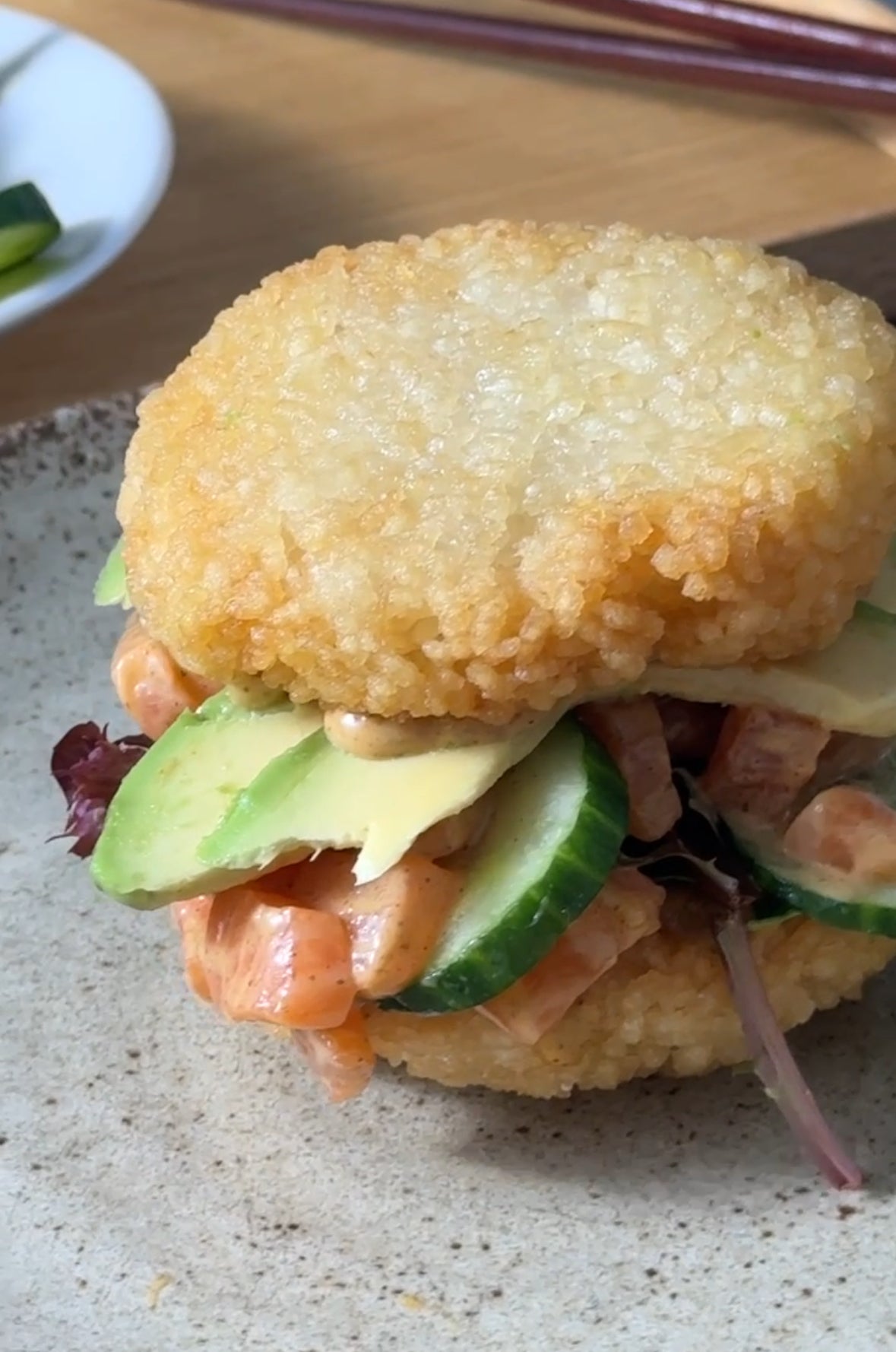 Crispy Rice Burger with Gochugaru Mayo